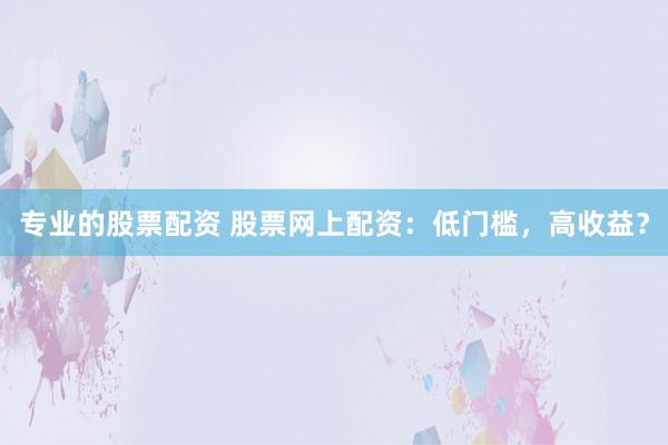 专业的股票配资 股票网上配资：低门槛，高收益？