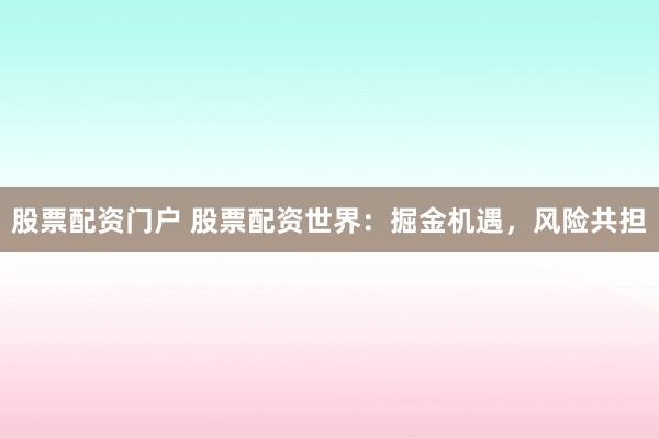 股票配资门户 股票配资世界：掘金机遇，风险共担