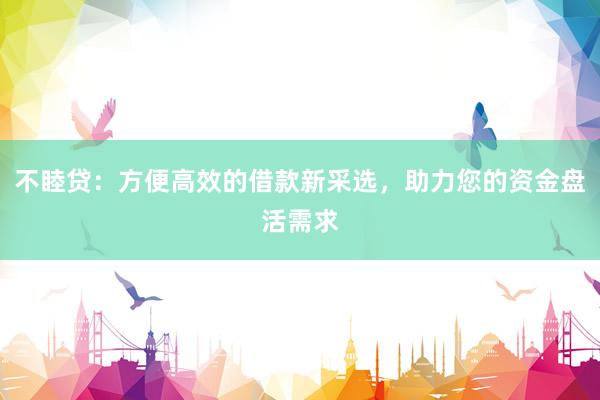 不睦贷：方便高效的借款新采选，助力您的资金盘活需求