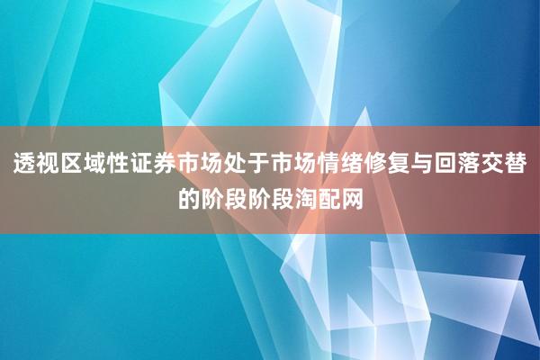 透视区域性证券市场处于市场情绪修复与回落交替的阶段阶段淘配网