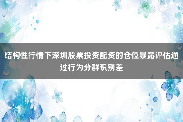 结构性行情下深圳股票投资配资的仓位暴露评估通过行为分群识别差