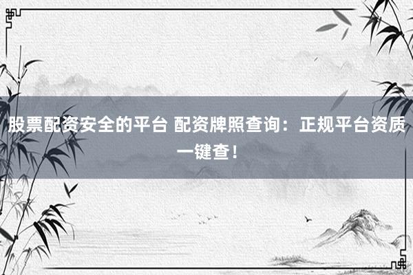 股票配资安全的平台 配资牌照查询:正规平台资质一键查!