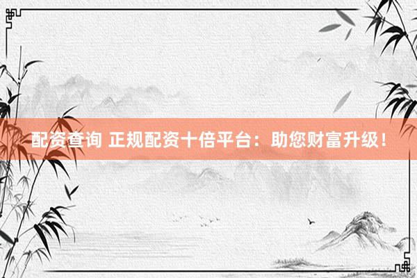 配资查询 正规配资十倍平台：助您财富升级！
